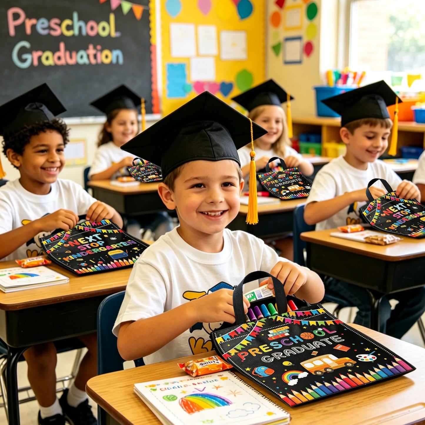 20 Pcs Preschool Graduation Gift Bags Class of 2026 Preschool Grad Treat Candy Goodie Bag pre-k Graduate Non Woven Reusable Bags for Preschool Graduation Decorations