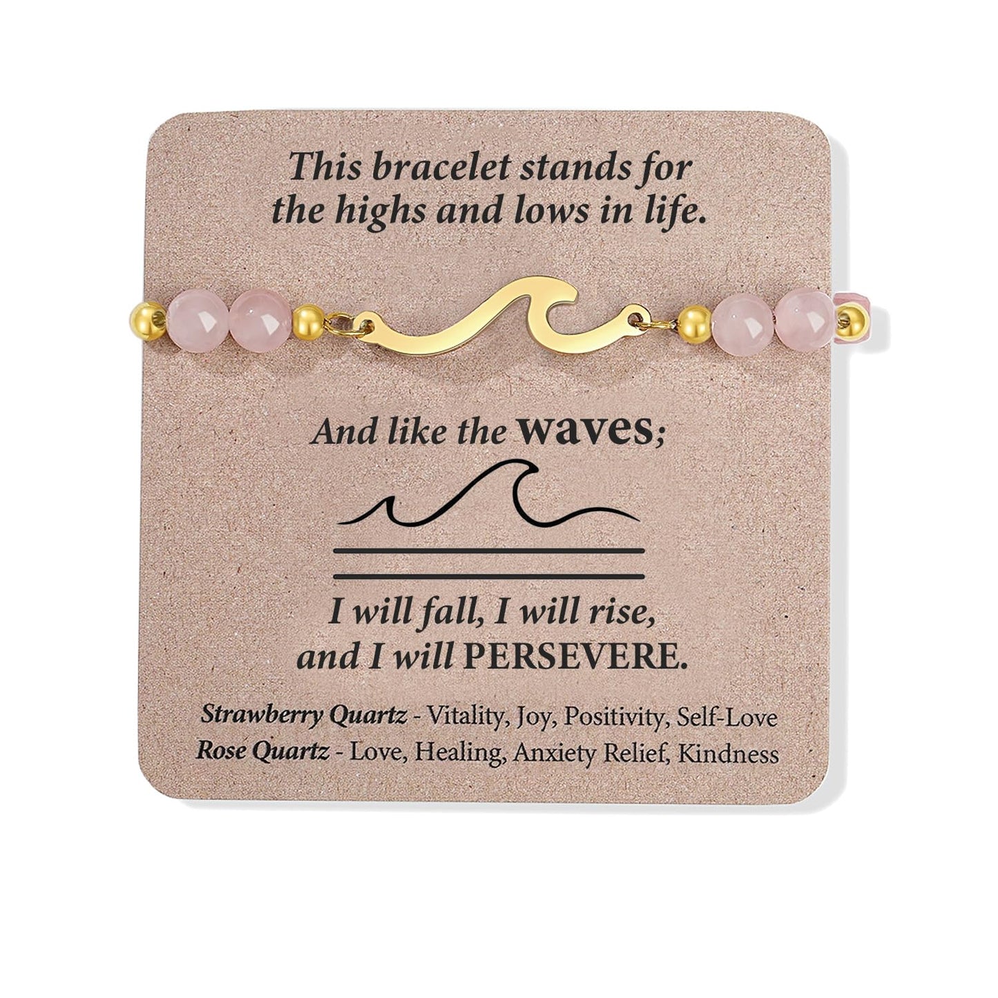 Quietsun Teens Girl Gift Teenage Her Women Birthday Gifts Ideas 12 14 16 Year Old Rose Quartz Protection Wave Bangle Bracelet Christmas Stocking Stuffers Valentines Day Easter