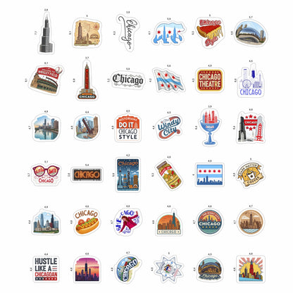 100Pcs Chicago Stickers and Decals for Luggage, Water Bottle - Chicago Gifts, Party Supplies - Travel USA Cities Stickers - Gift for Women & Men