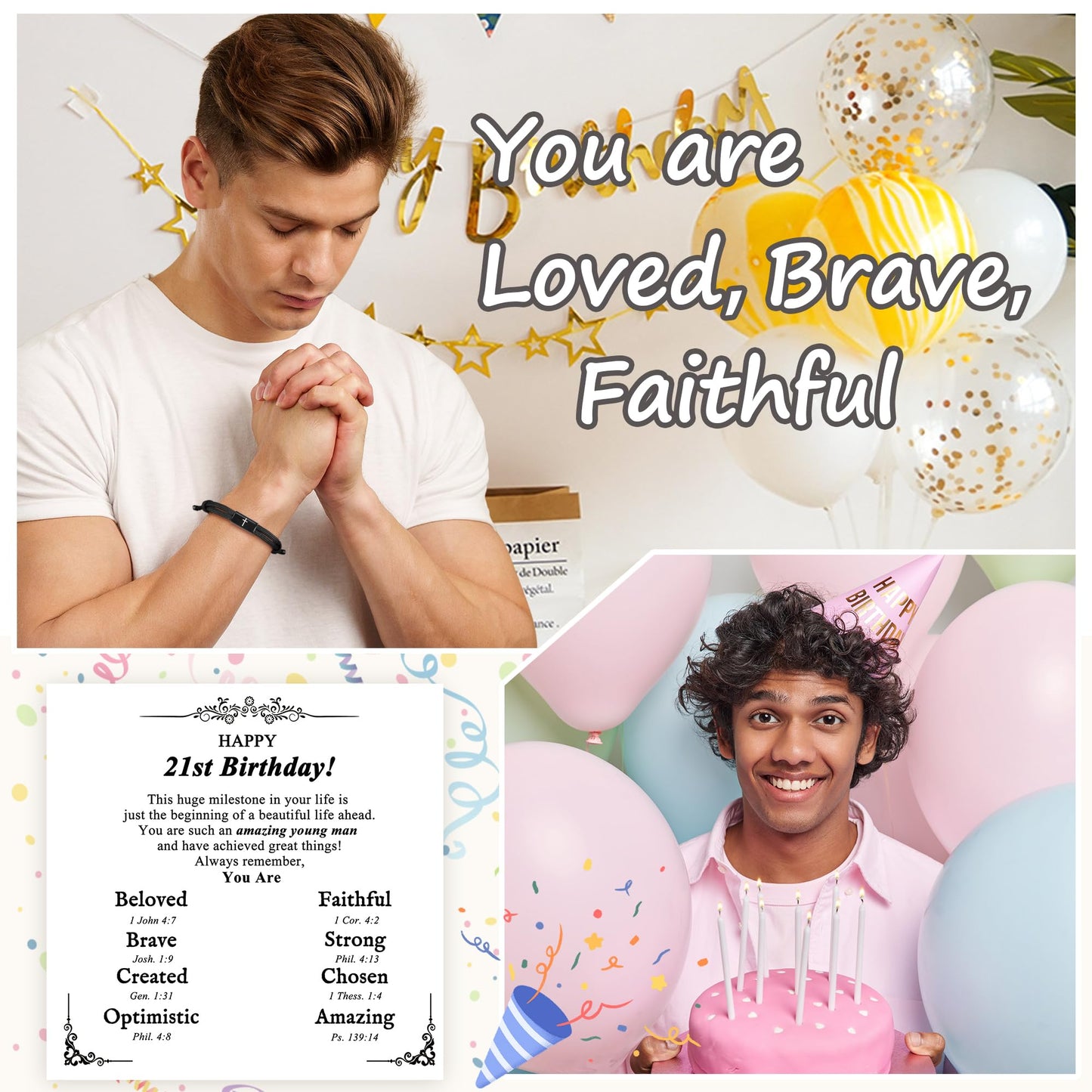 PEALICIOUS Cross Bracelet for Boys, Joshua Christian Grad Gifts for Teens, Philippians Confirmation Baptism Birthday Gifts for 9 10 11 13 16 18 21 Years Old Boy, Soccer Baseball Basketball Accessories
