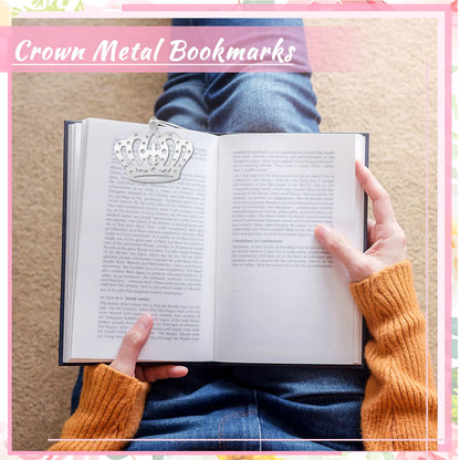 50 Pcs Crown Design Bookmark for Girls Quinceanera Gift - Princess Metal Book Lover Silver Favors With Gift Boxes for Fifteen Birthday, Wedding, Bridal Shower Women