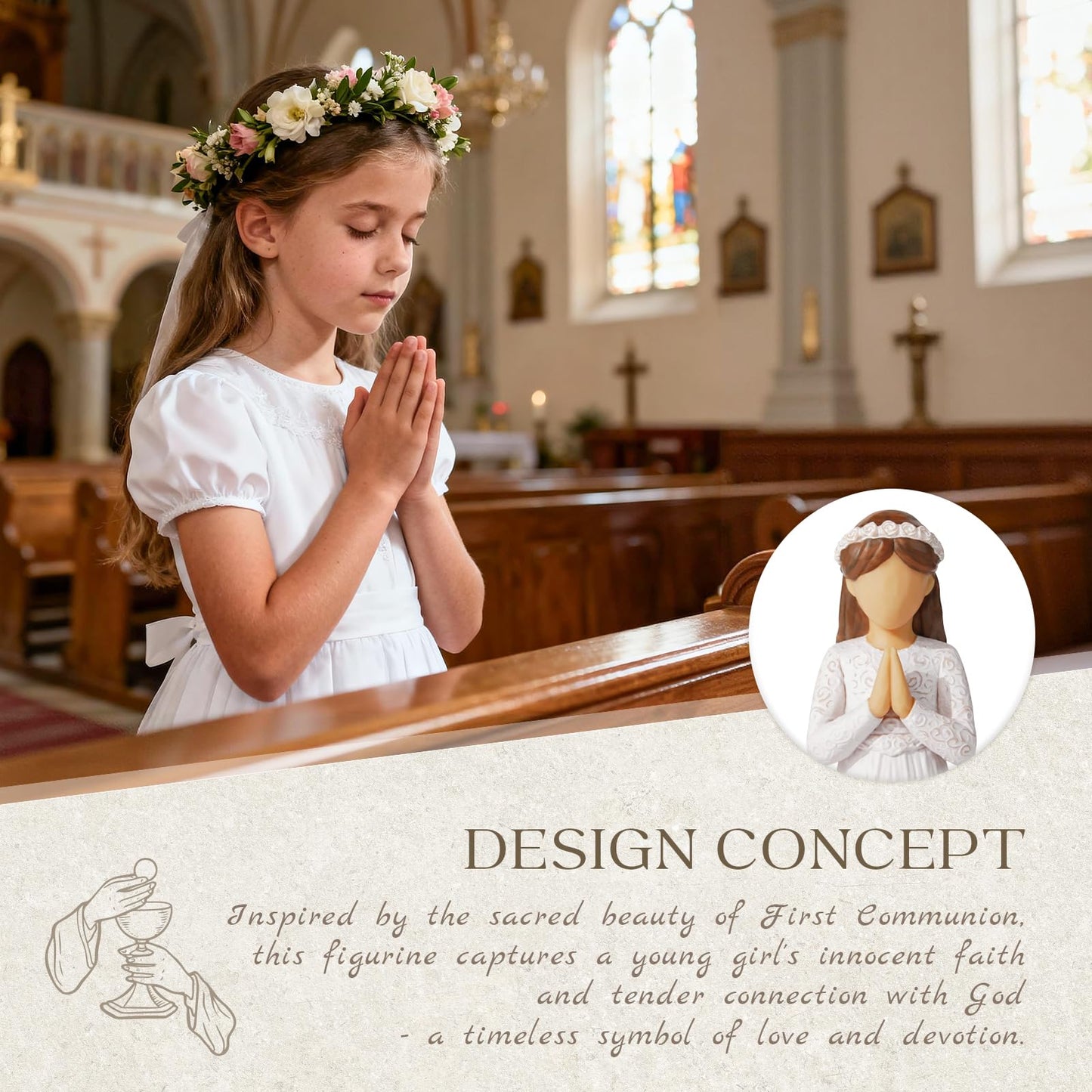 First Communion Gift for Girls—8.3'' First Holy Communion Girl Figurine with Keepsake Box, Thoughtful Catholic Gift for Daughter, Granddaughter, or Goddaughter, Meaningful Christian Present
