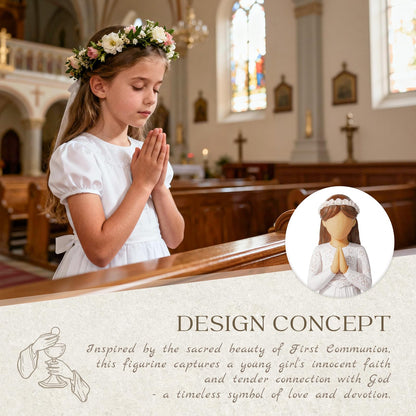 First Communion Gift for Girls—8.3'' First Holy Communion Girl Figurine with Keepsake Box, Thoughtful Catholic Gift for Daughter, Granddaughter, or Goddaughter, Meaningful Christian Present