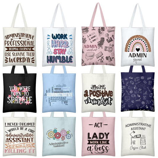 12 Pcs Administrative Professional Day Gift for Women Administrative Assistant Appreciation Gifts Tote Bags, Thank You Appreciation Gift for Office Receptionist Secretary