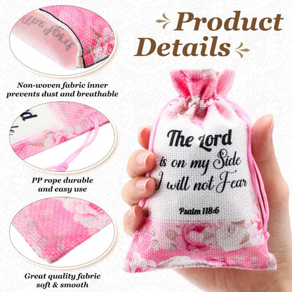30 Pcs Christian Gift Bags with Drawstring 4 x 6 Inch Floral Religious Candy Bags Gift Bible Verse Wrapping Bag for Women Mother's Day Baptism Christmas Party Favor