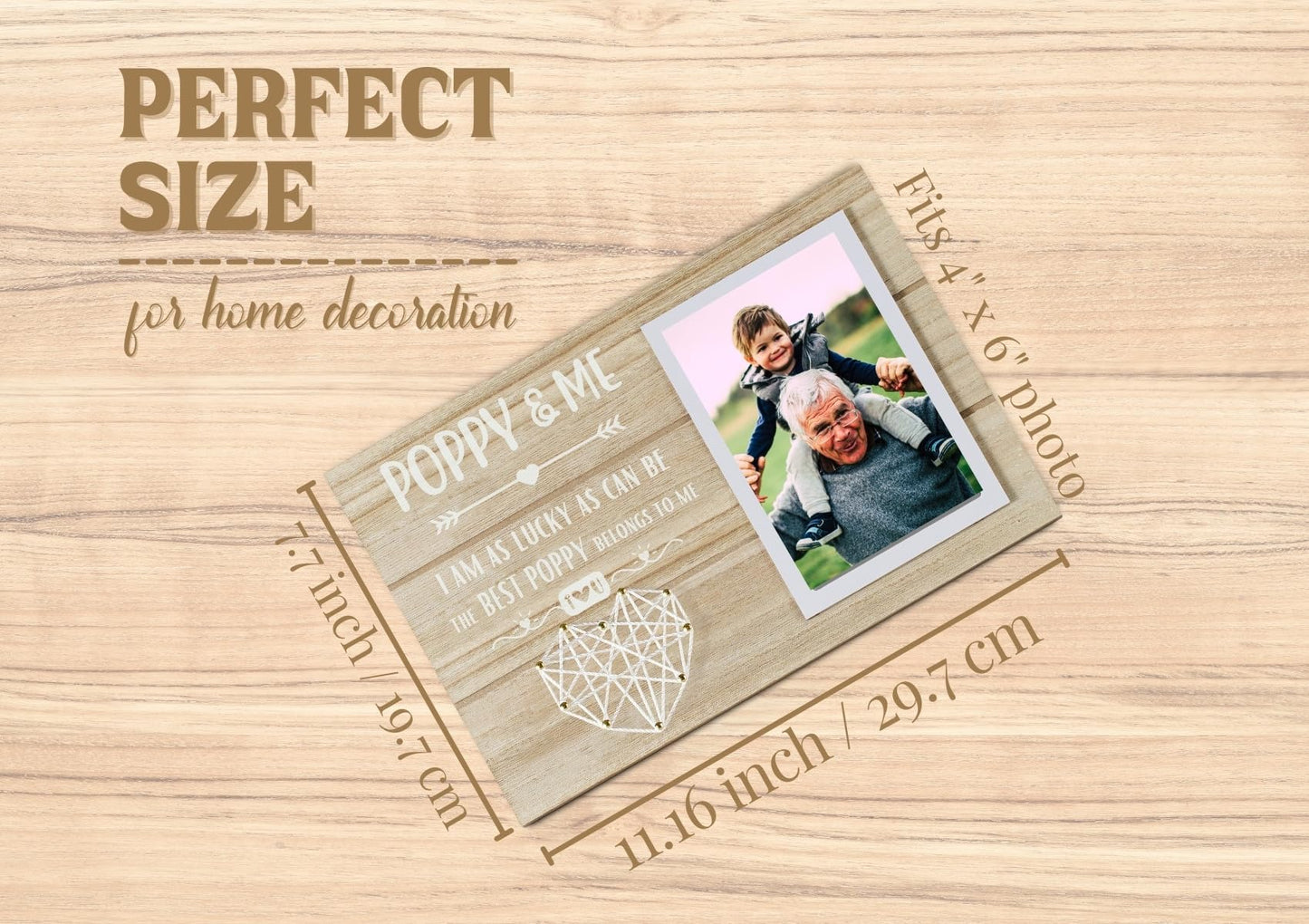 InnoBeta Poppy Gifts from Grandkids, Grandchildren, Grandpa Picture Frame, Present for Birthday, Christmas, Father's Day - for 4" x 6" Photos - POPPY & ME