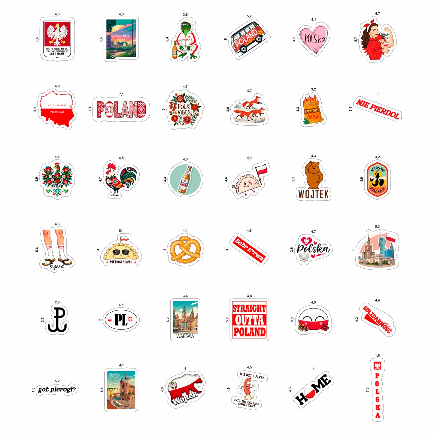 100Pcs Poland Stickers for Luggage, for Water Bottle, Polish Flag Stickers Small- Poland Party Supplies, Polish Gifts - Gift for Women & Men
