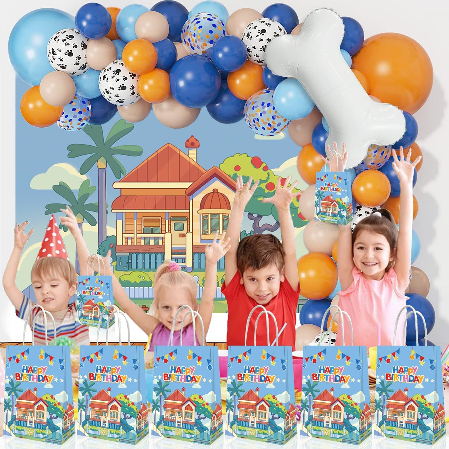 YOOUUQIAN 20 PCS Blue Dog Birthday Party Supplies, Blue Dog Party Decorations Gift Bags Birthday Party Favors Bag