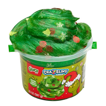 CRA-Z-Slimy The Grinch Green Glitter Slime Tub, 20 oz – Includes Festive Grinch Confetti, Stretchy Holiday Slime for Kids Ages 6+, Sensory Christmas Toy