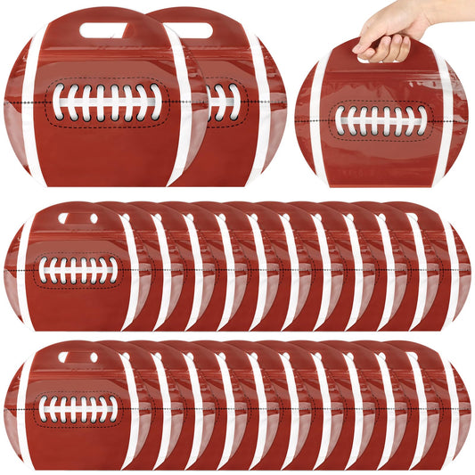 Hxezoc 25 PCS Football Goodie Bags with Handle Sealed Stand-Up Treat Candy Bags Sport Snack Bags for Boys Kids Football Theme Birthday Party Decoration Supplies