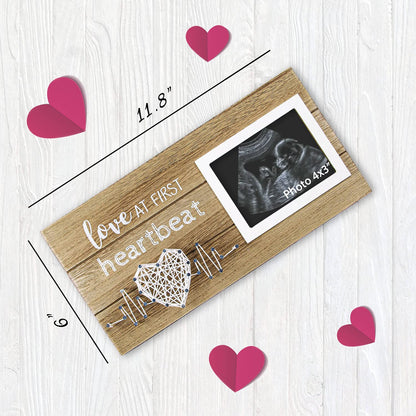 VILIGHT New Mom Gifts - Pregnancy Announcements Baby Gender Reveal Gifts - Love At First Heartbeat Sonogram Picture Frame for Standard 4" x 3" Ultrasound Photo
