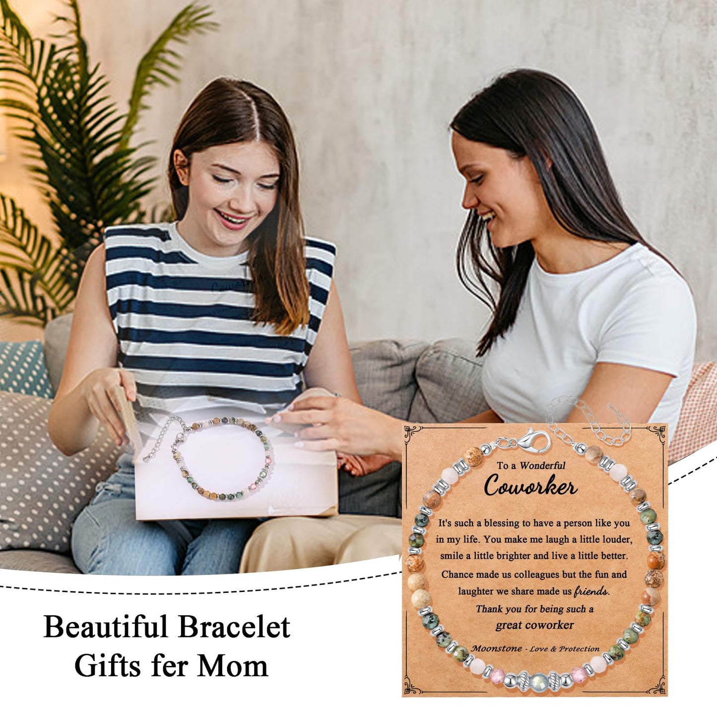 Gifts for Women Moonstone Bracelet, Christmas Birthday Graduation Mothers Day Meaningful Gifts Love Protection Ideas Bracelets for Her Women