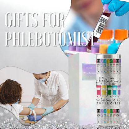 Onebttl Nurse Gifts for Women - Phlebotomy Gifts - Phlebotomist Graduation Gifts - Nurse Week Day Gifts - Phlebotomy is Full of Rainbows and Butterflies, 20oz Glitter Insulated Tumbler Cup with Straw