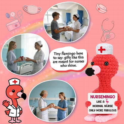 BdayPtion Nurses Appreciation Gifts for Women, Nurses Week Gifts for RN Thank You Gift for Practitioner LPN Nurse Graduation Gift for Nursing School Students Handmade Crochet Flamingo Presents