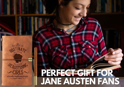 InnoBeta Jane Austen Gifts Journal Pen Set, Jane Austen Gifts for Jane Austen Fans, Pride and Prejudice Gifts, 7.8"x5" Faux Leather Embossed Refillable Notebook for Birthday, Christmas