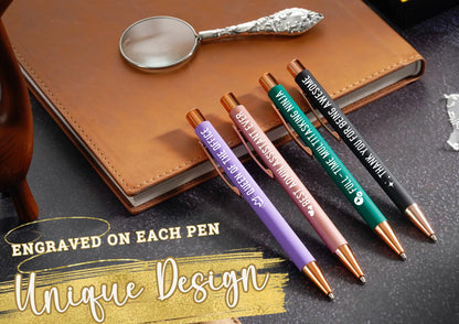 InnoBeta Administrative Professional Day Gifts for Women Ballpoint Pen Set of 4, Funny Administrative Assistant Secretary Office Gifts, Funny Office Work Tools for Admin professionals - Best Ever