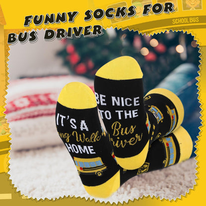 Sliner 7 Pcs Bus Driver Appreciation Gifts for Women Men Stainless Steel Tumbler Keychain Sock Makeup Bag Acrylic Sign Blessing Card Box