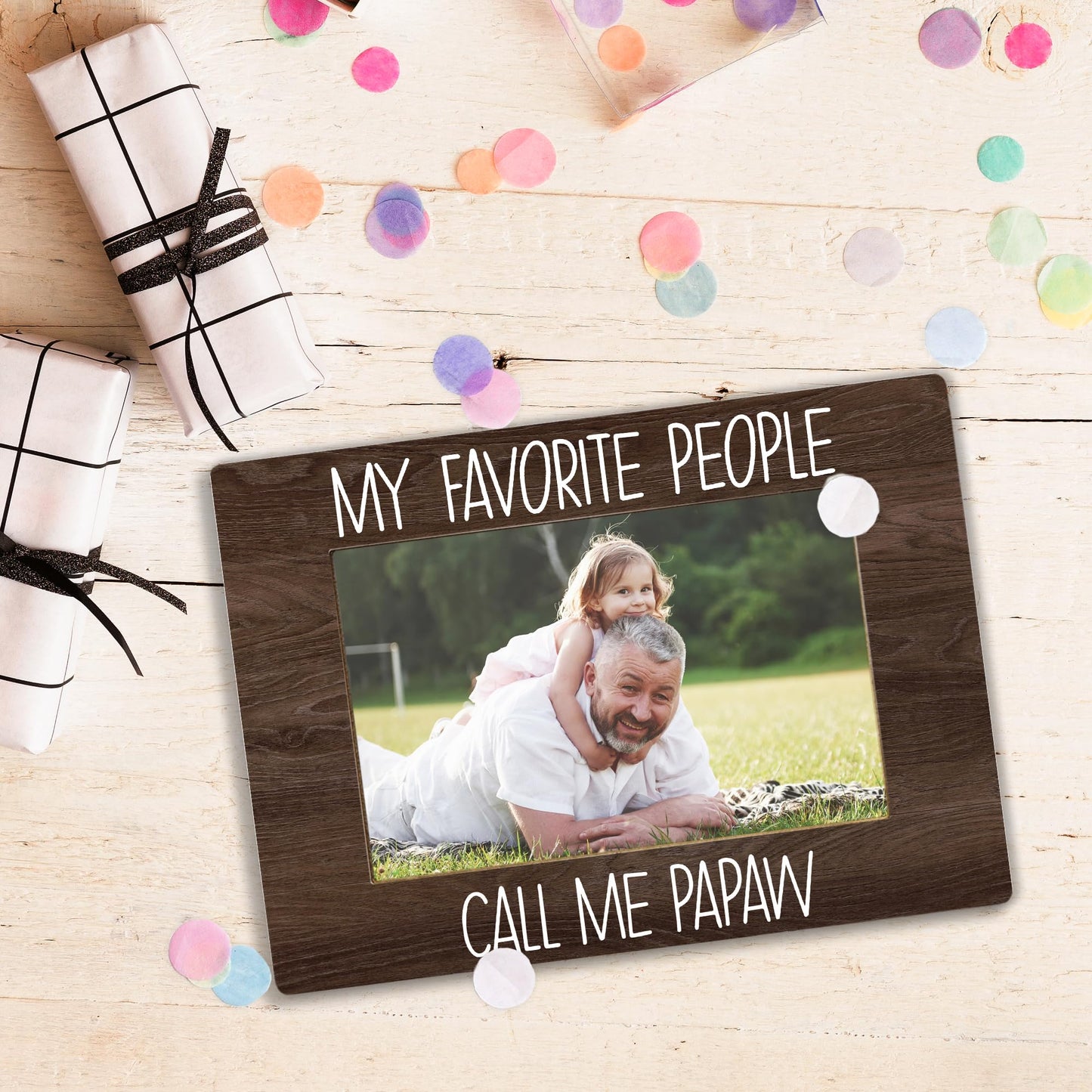 My Favorite People Call Me Papaw Picture Frame, Papaw Grandpa Gifts for Father's Day, Best Grandpa Gifts Photo Frame 4x6, Grandfather Wooden Photo Picture Frames for Desk Tabletop Decor