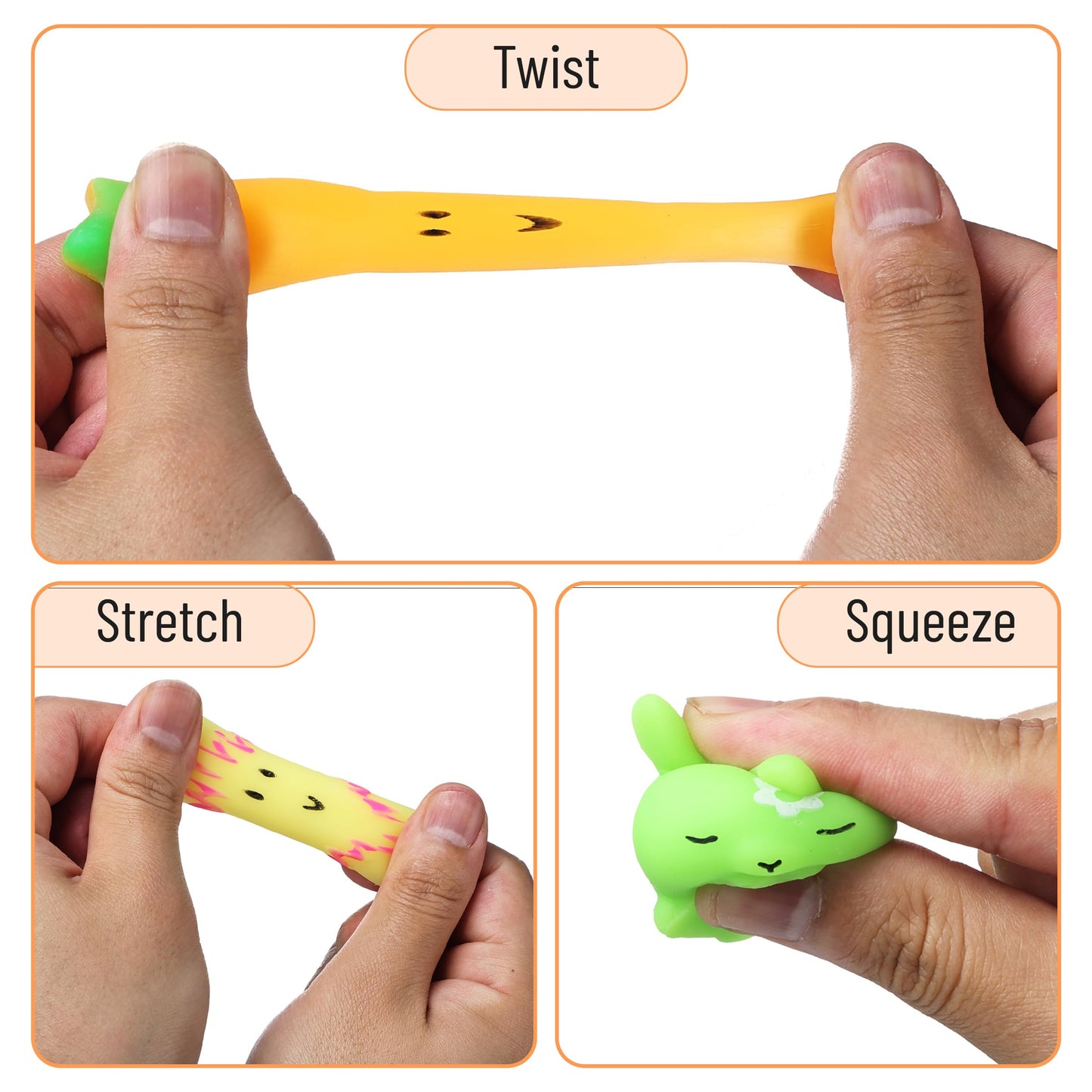 Mr. Pen- Easter Squishy Toys for Kids, 12 Pack, Washable Twistable Stretchy Squishies, Soft Stress Relief Sensory Toys for Squeezing, Easter Basket Stuffers, Party Favors & Classroom Rewards