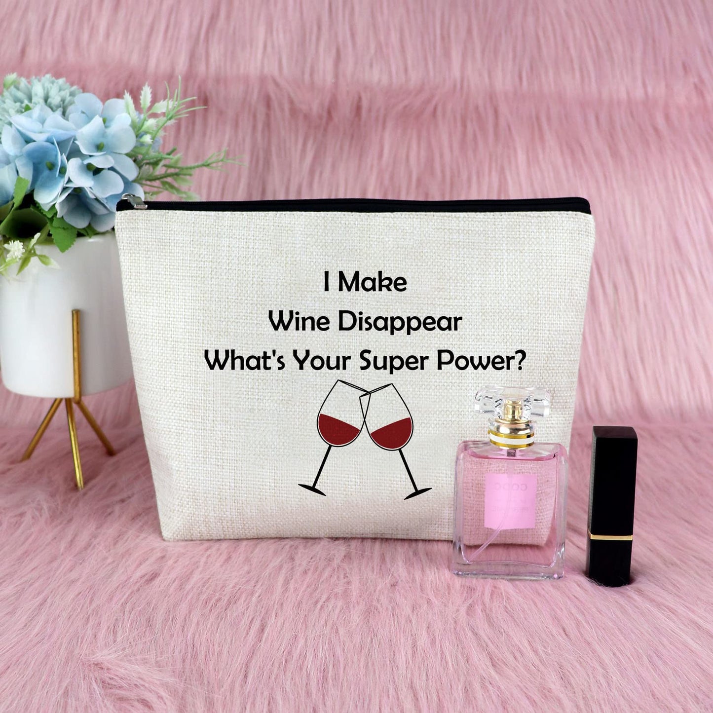 Wine Gift for Wine Lover Makeup Bag for Women Coworker Friends Friendship Gift for Sister Bestie Birthday Presents for Mom Daughter Cosmetic Bag Christmas Graduation for Her Niece Zipper Travel Pouch