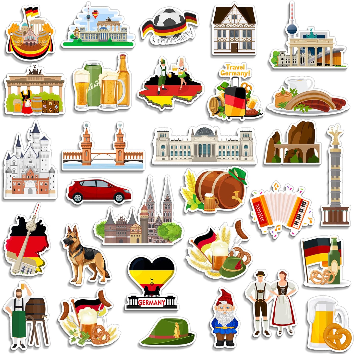 Konohan 30 Pcs Germany Souvenirs Gifts Germany Magnet for Refrigerator Country City Magnetic Refrigerator Stickers for Home Decoration
