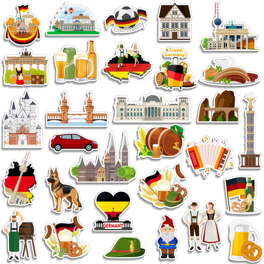 Konohan 30 Pcs Germany Souvenirs Gifts Germany Magnet for Refrigerator Country City Magnetic Refrigerator Stickers for Home Decoration