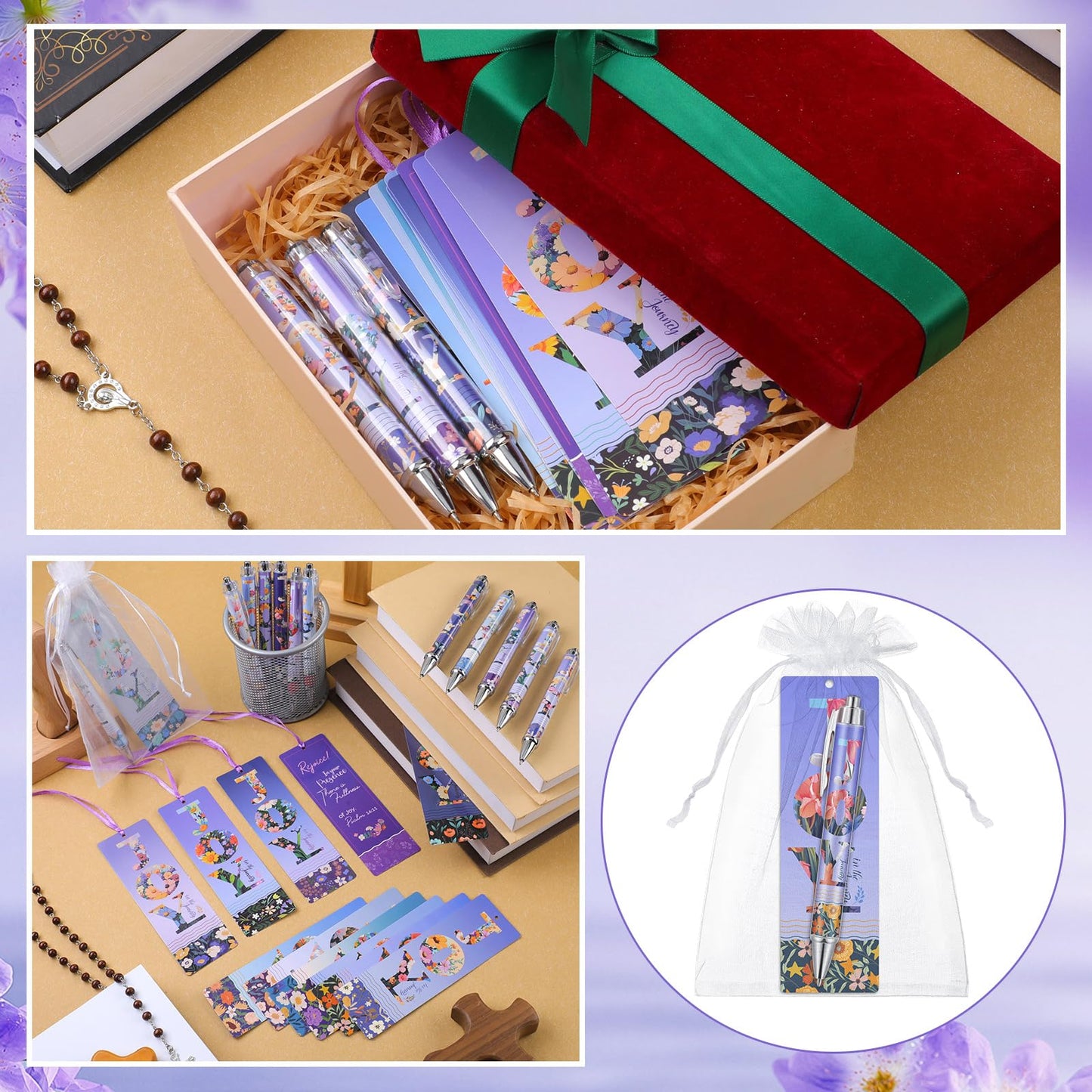 Gersoniel 36pcs/12sets Christian Mothers Day Gifts Bulk for Church Happy Mother's Day Bible Verse Bookmark Ballpoint Joy in The Journey Religious Christian Gifts for Women for Mom Gift Prayer Supplies