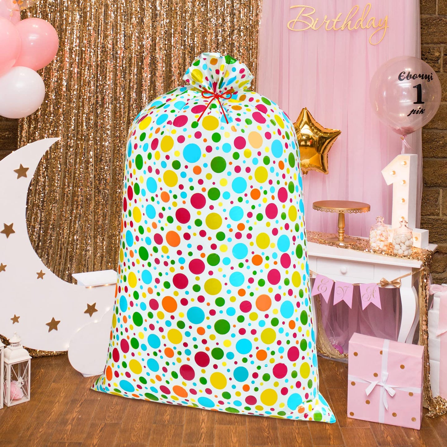 Teling 2 Pcs 80 x 60 in Jumbo Gift Bags for Giant Presents Extra Large Plastic Oversized Bike Wrapping Bag for Birthdays Baby Shower Party Favors