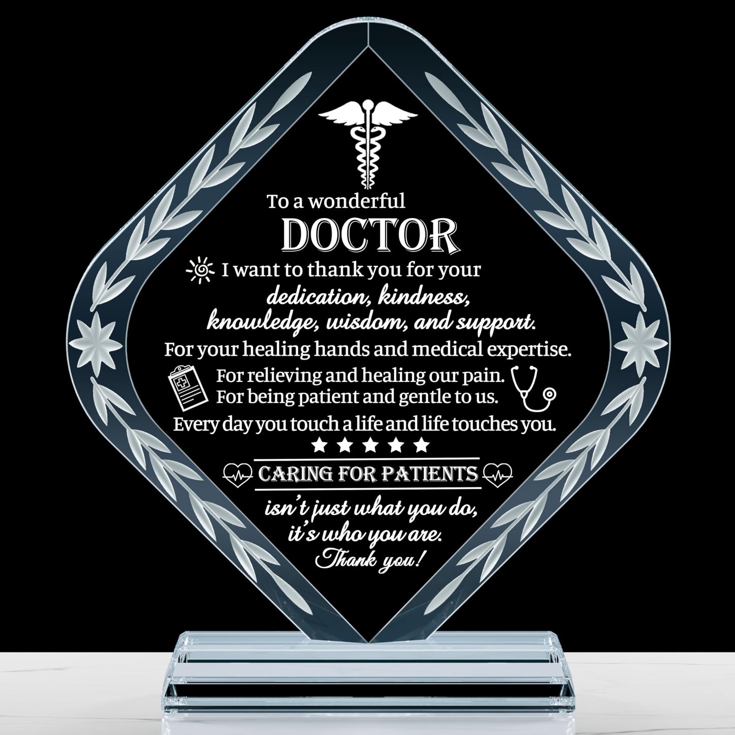Movdyka Doctor Appreciation Gifts for Men Women Engraved Crystal Plaque Keepsakes Doctor Thank You Gift for Him Her Doctors Day Present Christmas Thanksgiving Birthday Retirement Best Dr. Decor