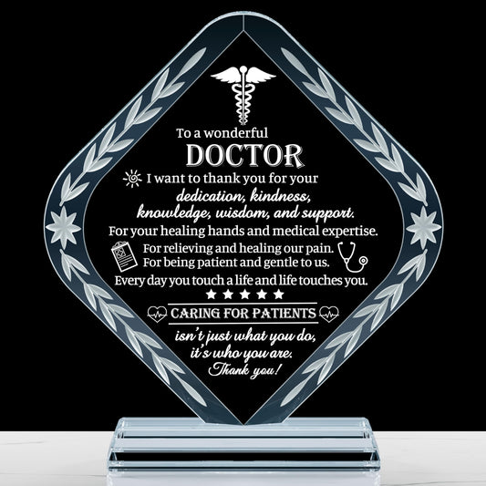 Movdyka Doctor Appreciation Gifts for Men Women Engraved Crystal Plaque Keepsakes Doctor Thank You Gift for Him Her Doctors Day Present Christmas Thanksgiving Birthday Retirement Best Dr. Decor