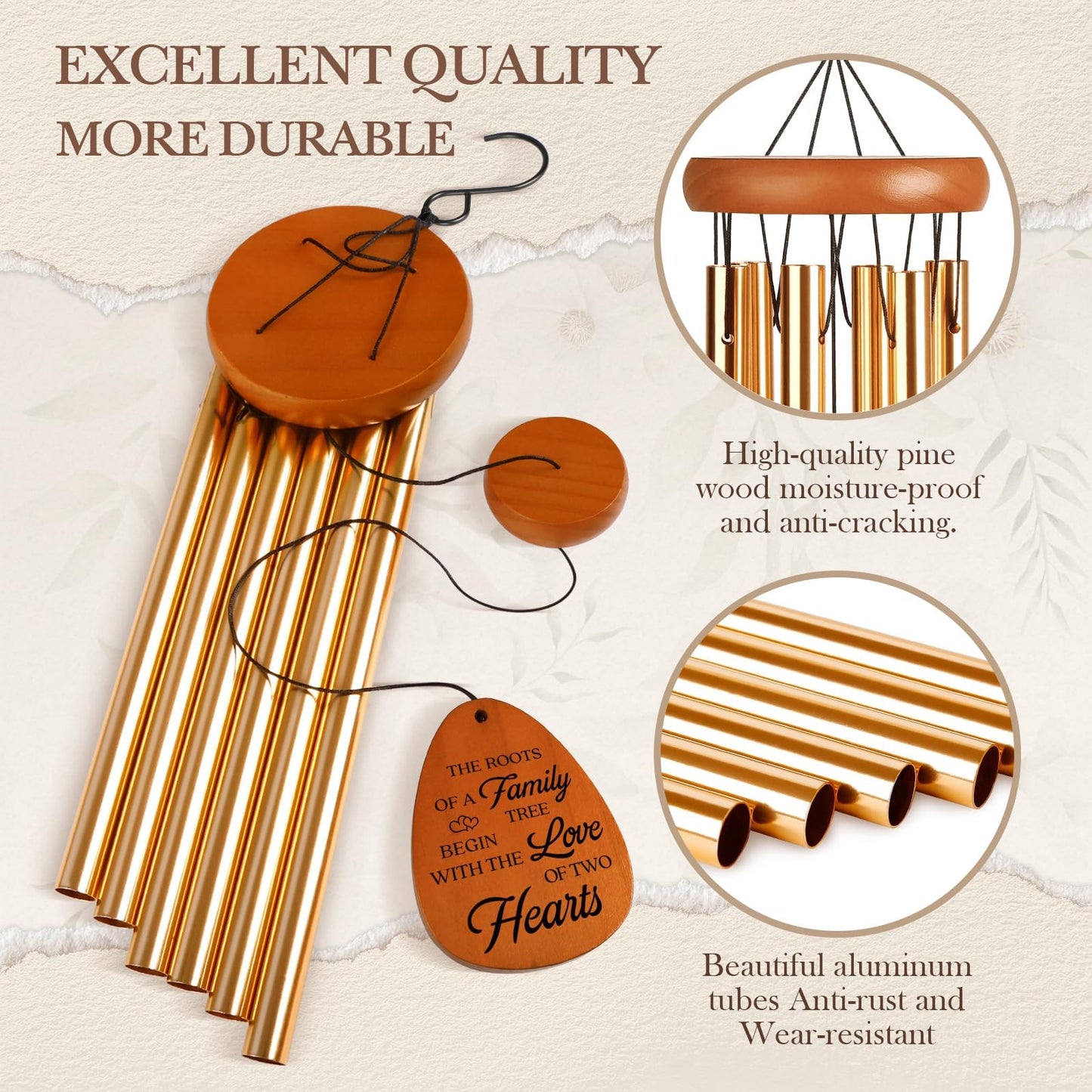 25th Wedding Anniversary Wind Chime, Happy 25th Anniversary Romantic Gifts for Couple, Parents, Wife, Husband, Friends, Sliver Wedding Anniversary's Keepsake Gifts Ideas