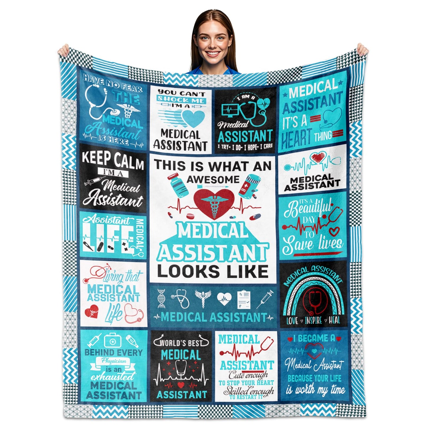 Medical Assistant Gifts for Women Men Bulk, Birthday Gifts for Medical Assistant, MA Gift Blanket 60" X 50", MA Week Appreciation Gift