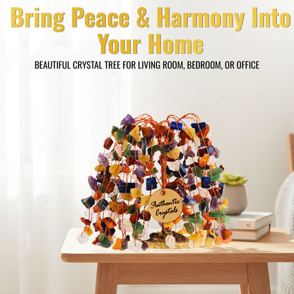 ANAYA AGATE 7 Chakra Tree of Life Crystal Feng Shui Bonsai Tree for Home Decor, Positive Energy, Reiki Healing and Meditation Gift