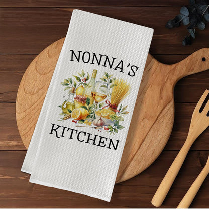 Nonna's Grandma Kitchen Towels, Italian Grandma Gifts from Grandkids Dish Tea Towels, Nonna Grandmother Gifts for Birthday Christmas Decorative Hand Towel for Kitchen, 16x24 Inch