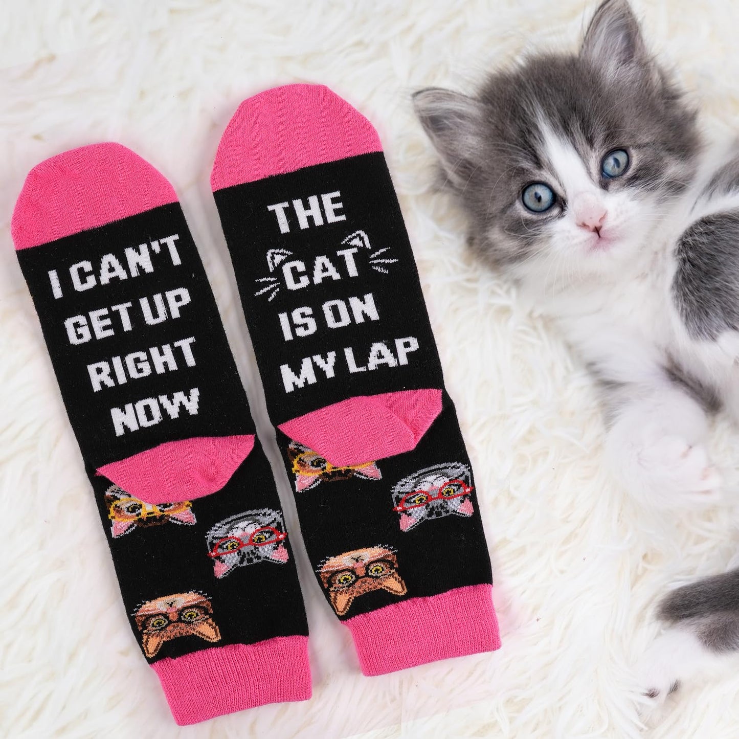 Bebila Gift for Mom Funny Socks for Cat Dad Mom Birthday Gifts for Mom Novelty Socks Gifts for Cat Lovers