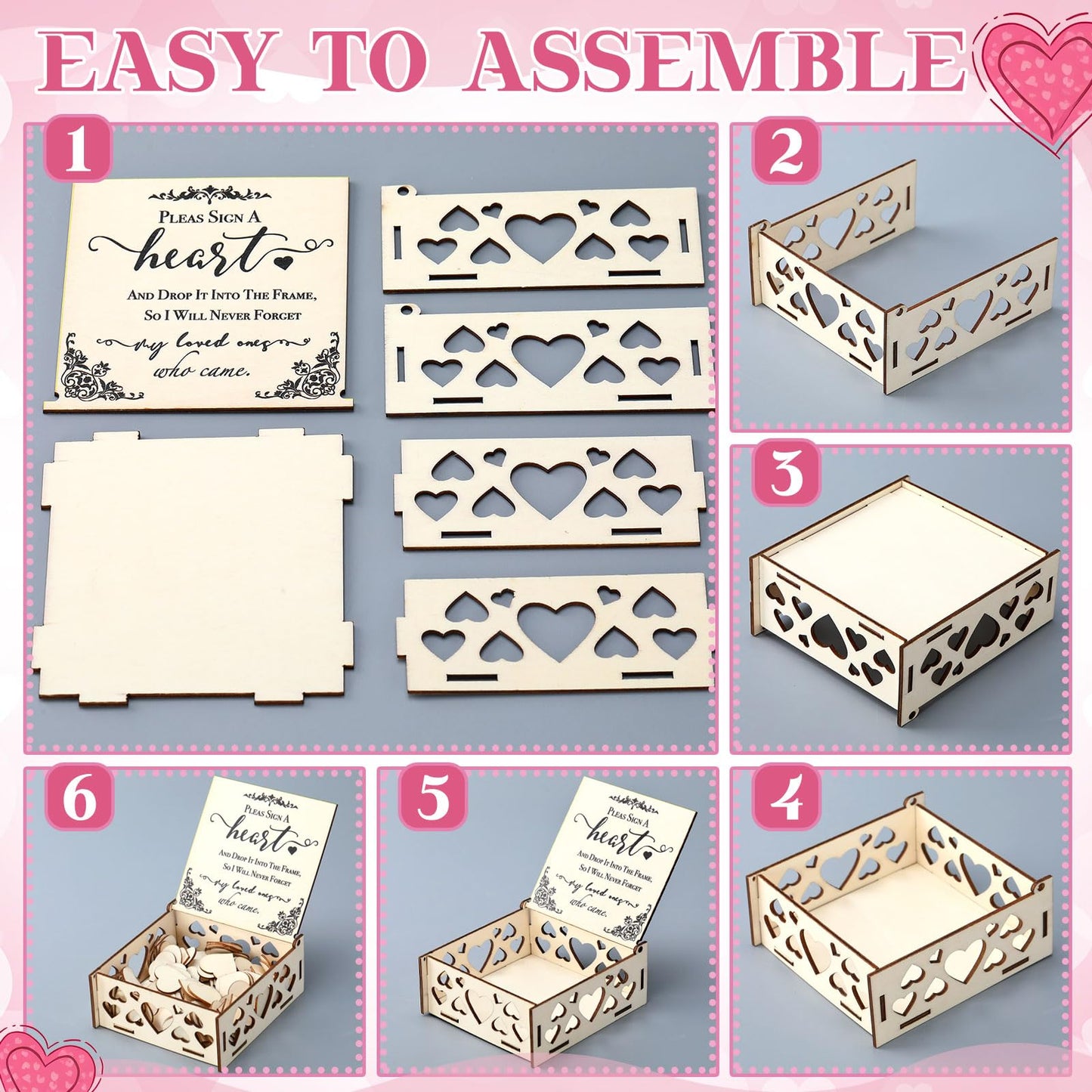 Weysat Heart Shape Quinceanera Wooden Guest Book Alternative Drop Box Alternative Special Gifts for Girls, Sweet 15th Birthday Decor, Quinceanera Birthday Party Sign Book for Guests
