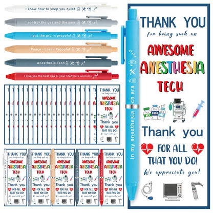 Crtiin 36 Sets Nurse Appreciation Gifts Bulk Funny Anesthesia Pens with Thank You Cards & Ties, Nurses Week Gift 2026, Medical Party Favors for Nursing Staff