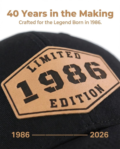 40th Birthday Gifts for Men - 40th Birthday Decorations for Men, Adjustable Trucker Hat with Leather Patch