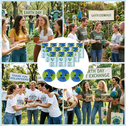 Wettarn 36 Sets Earth Day Gifts Pocket Hug Token Bulk Crocheted Earth with Box Encourage Positive World Environment Day Supplies Reduce Reuse Recycle Gifts for Women Friend Employees