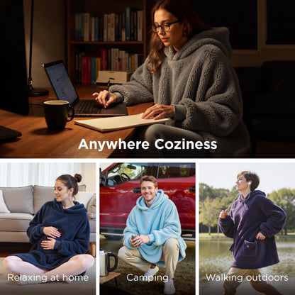 Bedsure Wearable Blanket Hoodies, Blanket Hoodie as Mothers Day Birthday Gifts for Mom Women, Warm Cozy Soft Sweatshirt Hooded Blankets for Women Men Adults, Grey, Standard