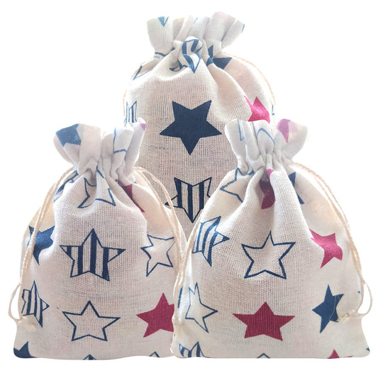 American Flag Patriotic Star Gift Treat Bags Drawstring Gift Bags for 4th of July, Independence Day, Labor Day Party Decorations