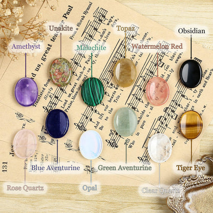 DUQGUHO Worry Stones for Anxiety, Meditation Reiki Relax Thumb Worry Stones, Crystals and Healing Stones Bulk 12PCS, Stress Relief Gifts for Women