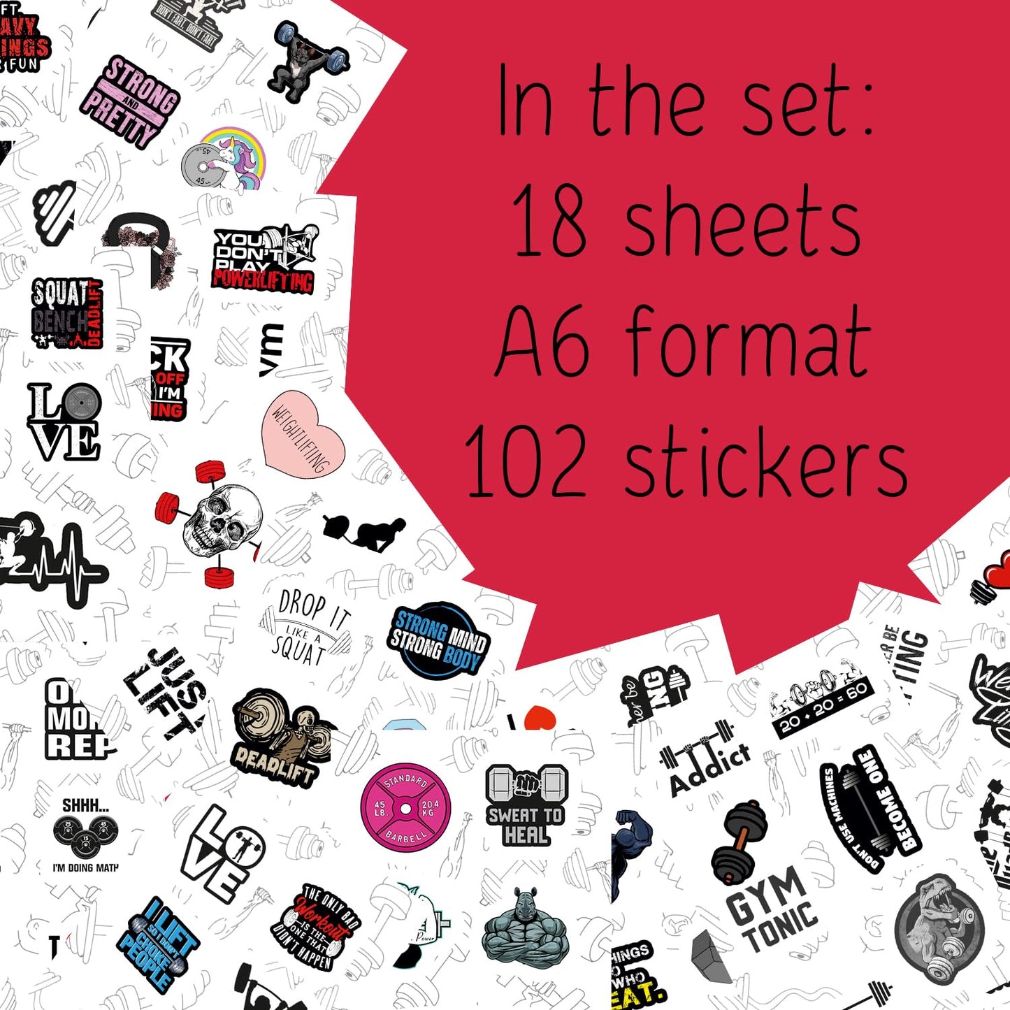 BulbaCraft 100Pcs Gym, Workout and Weightlifting Stickers for Water Bottle & Laptop - Workout Gifts for Women, Mom - Waterproof Vinyl Decals, Fitness Stickers, Gifts for Women & Men