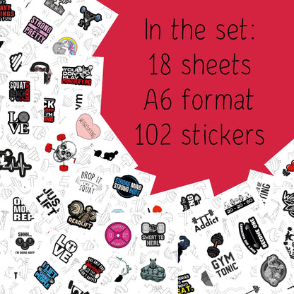 BulbaCraft 100Pcs Gym, Workout and Weightlifting Stickers for Water Bottle & Laptop - Workout Gifts for Women, Mom - Waterproof Vinyl Decals, Fitness Stickers, Gifts for Women & Men