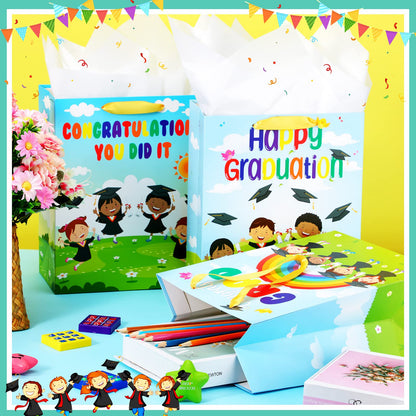 Chunful 15 Pcs Preschool Graduation Gift Bag with Handle and Tissue Paper 11.5 x 5 x 9 Inches Kindergarten Gift Bag for Pre-k Graduation Supplies Gifts
