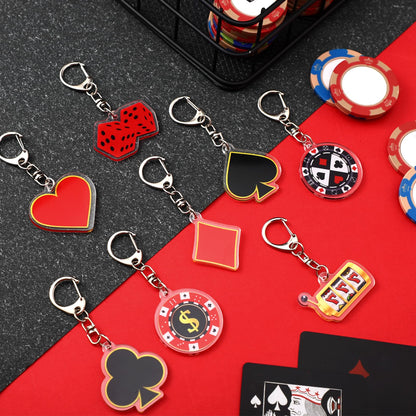 Tondiamo 48 Pcs Casino Party Gifts Keychains Bulk Casino Night Souvenirs Dice Keychains for Birthday Gifts Decorations