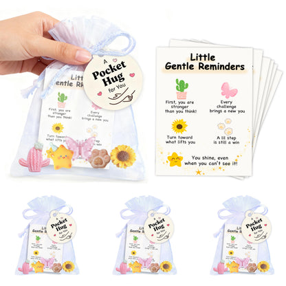10 Sets Inspirational Card Gifts with Positive Affirmation Card & 5 Resin Figurines, Daily Mindfulness & Encouragement Gifts for Women, Friends, Birthday & Thanksgiving (10, Gentle reminder)