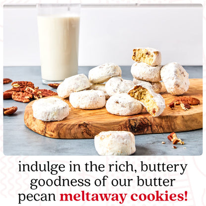David's Cookies Butter Pecan Meltaways Sweet Sampler Tin - Butter Cookies with Crunchy Pecans, Soft, And Melt In Your Mouth Flavorful Cookies - Delicious Gourmet Food Gift For All Occasions 16oz