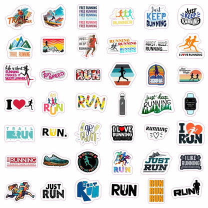 BulbaCraft Running Stickers for Water Bottles, Run Stickers and Decals, Runner Decals - Running Themed Party Decorations, Presents for Marathon Runners Men, Gifts for Women & Men