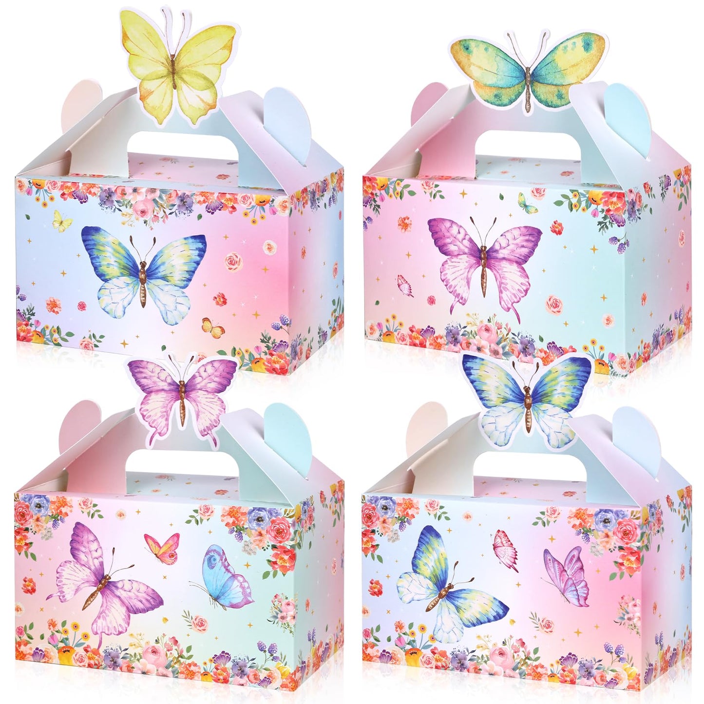 VGOODALL 12PCS Butterfly Party Favor Boxes, Goodie Gable Treat Box Paper Candy Containers for Birthday Baby Shower Wedding Party